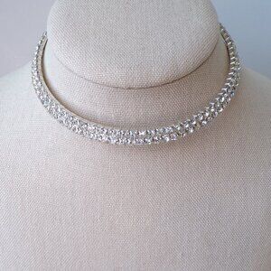 Rhinestone Silver Tone Jewelry Choker Wedding, Party, Formal